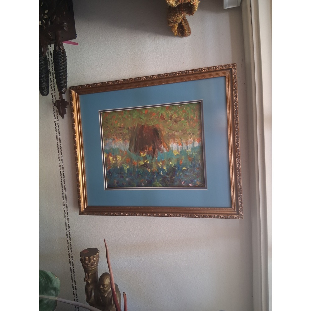 Original JTC Oil Painting Wildflower Garden Landscape Framed Impressionist Art